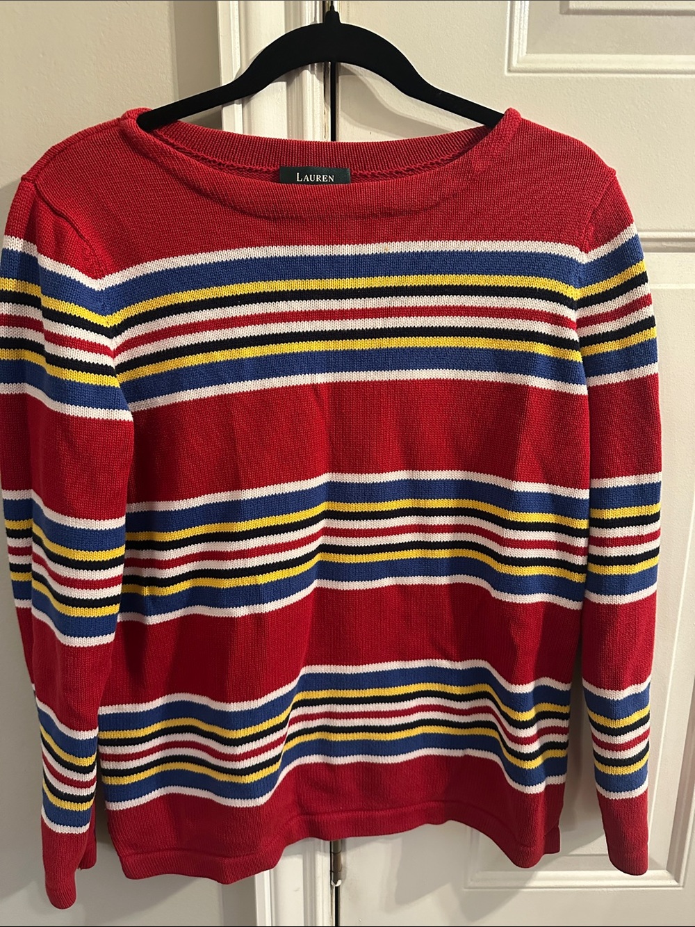 Lauren Ralph Lauren Red Striped Crewneck Sweater